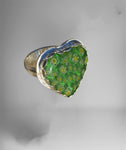 Handmade Millefiori Green Glass Heart Ring