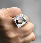 Rose Quartz Ring Up-cycled from a Vintage Sterling Silver Napkin Ring