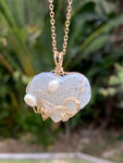 Druzy Heart Agate and Pearl Pendant
