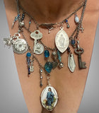 Blue Boy Altered Art Assemblage Necklace Pendant