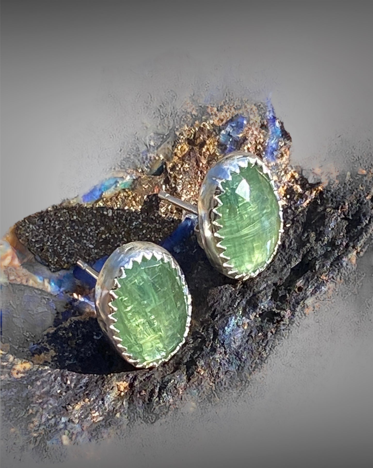 Mint Green Kyanite Stud Earrings sold