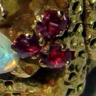 Unique 18K Yellow Gold Opal & Ruby Ring sold