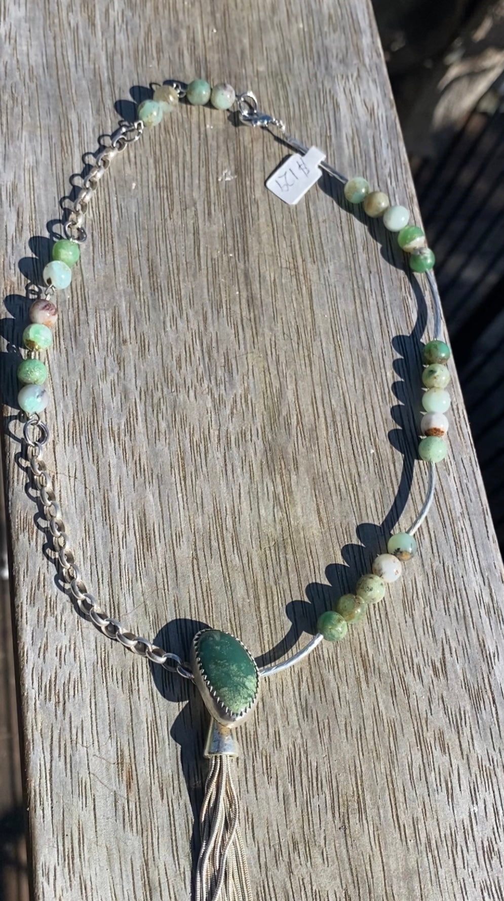 Chrysoprase and sterling silver pendant