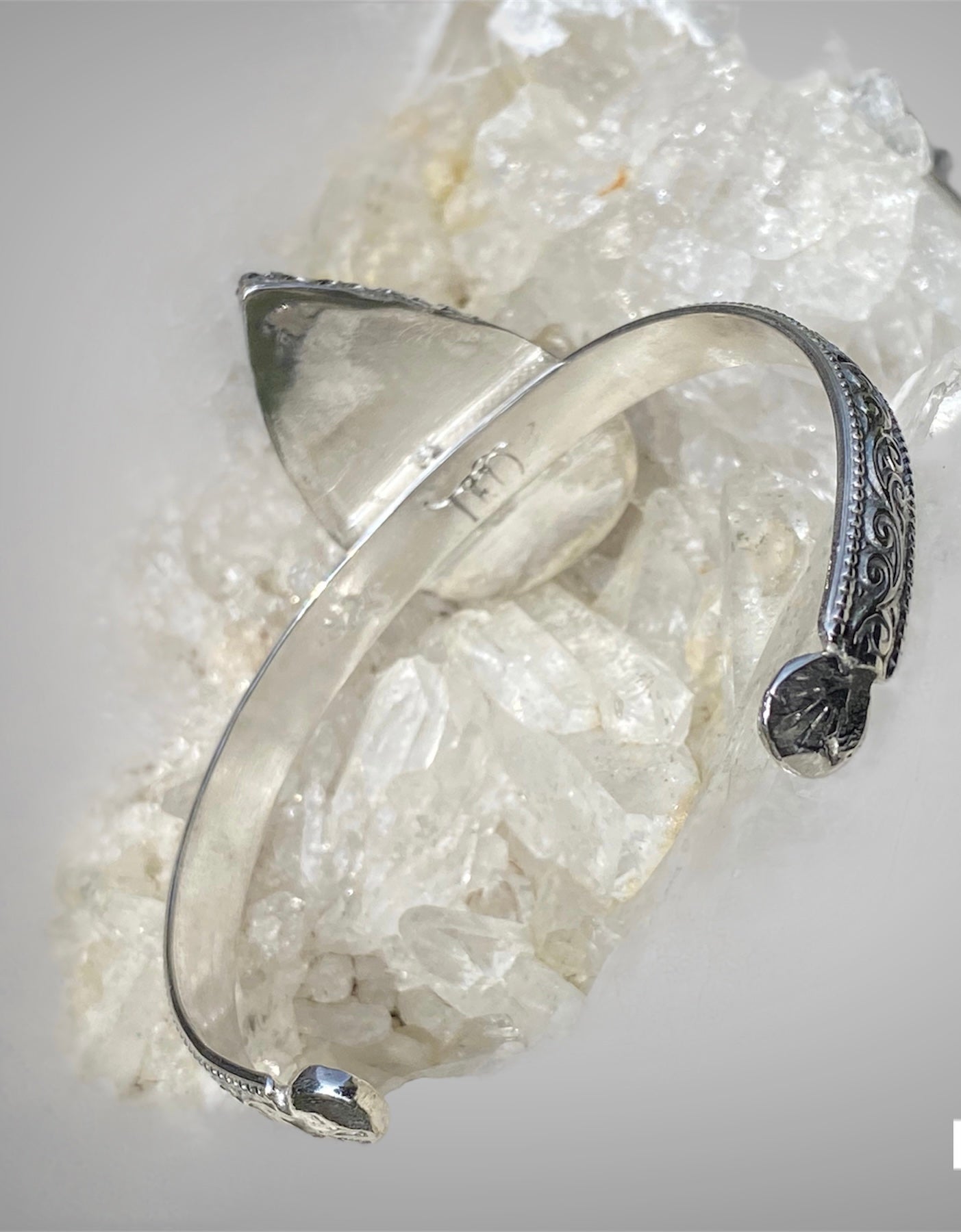 Fossilised Coral Agate Sterling Silver Artisan cuff