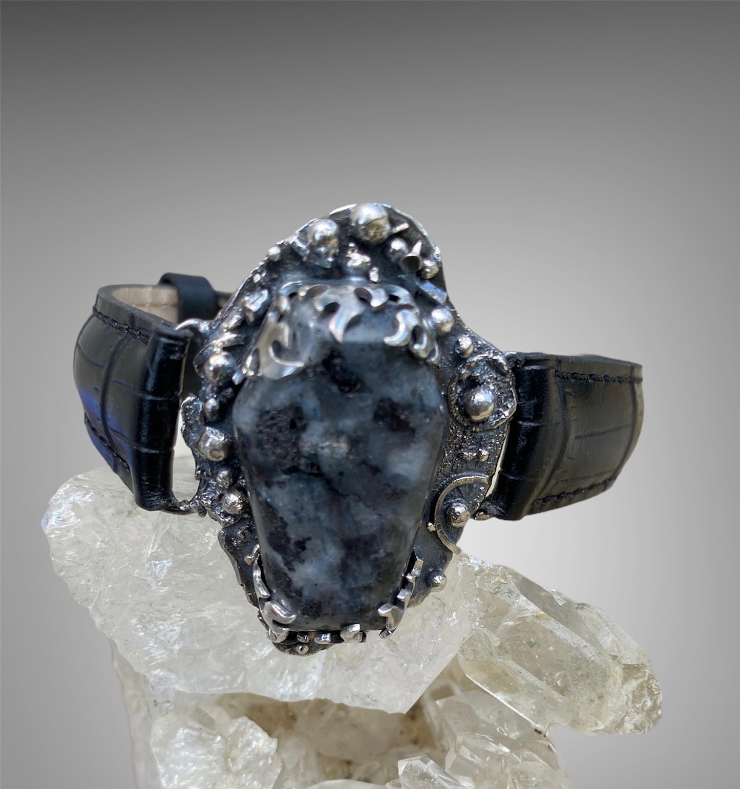 Handmade Gabru Jasper Coffin Shaped Cabochon Mixed Media Cuff