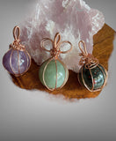 Crystal Sphere Orbs Wire Wrapped Pendants