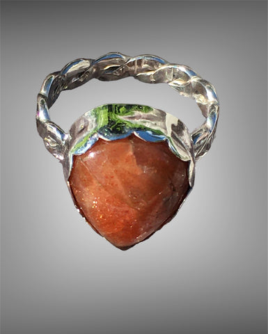 Handmade Pear Shaped Sunstone Ring