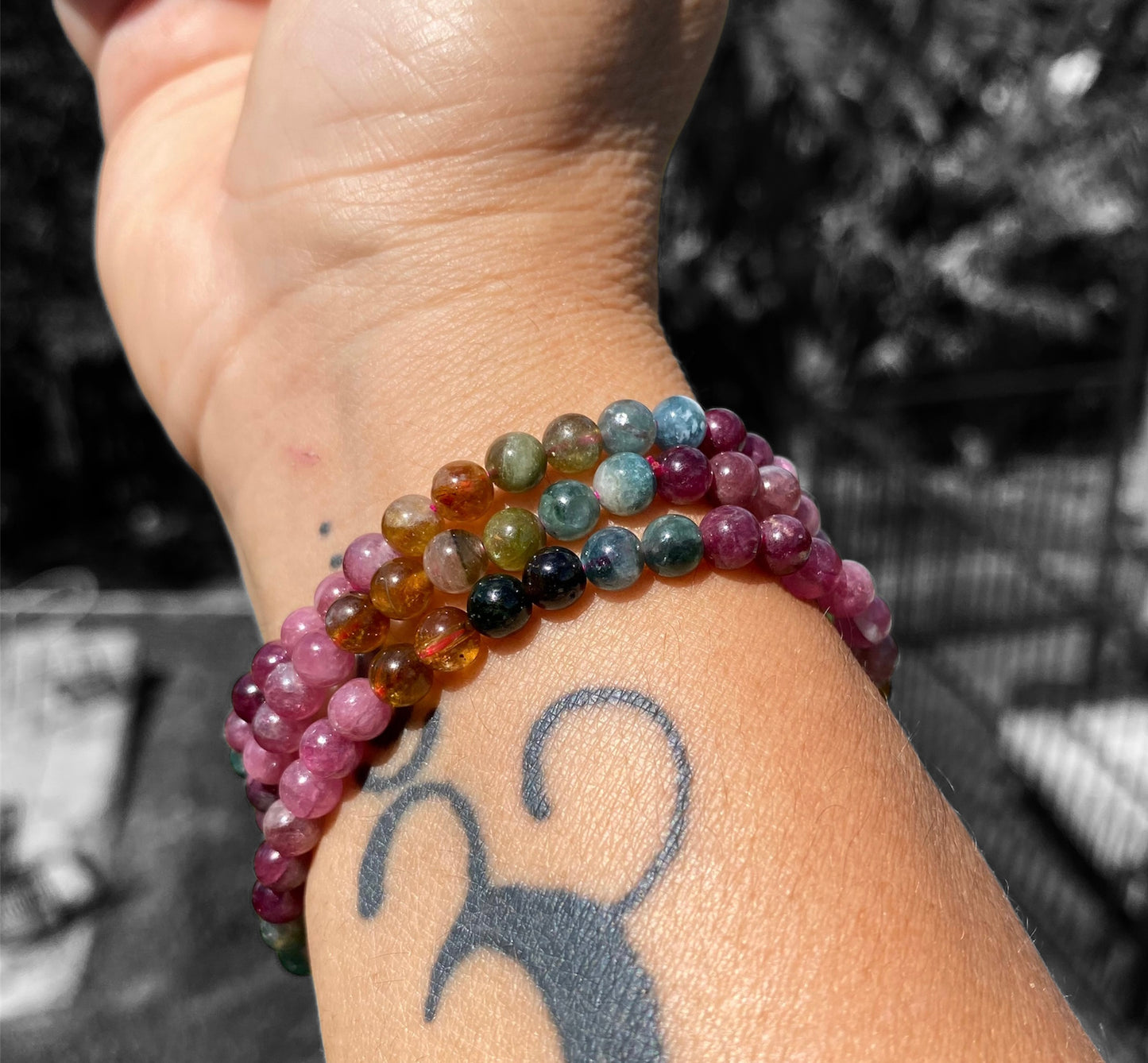 Multicoloured Natural Rainbow Tourmaline Bead necklace/bracelet