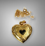 Beautiful 10K Gold Heart Locket & Chain
