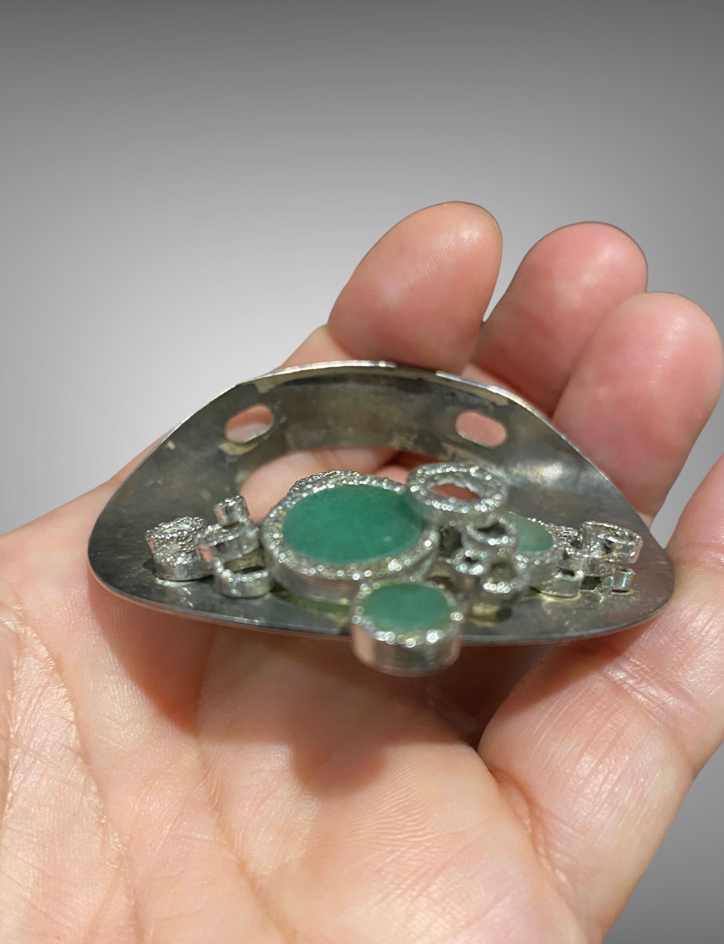 Rolph Scarlett Modernist 835 Silver Green Stone Pendant C1950-70