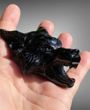 Obsidian or Jade Stone Wolf Carving