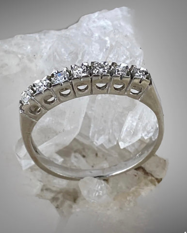 Victorian 14k White Gold 7 Diamond Ring