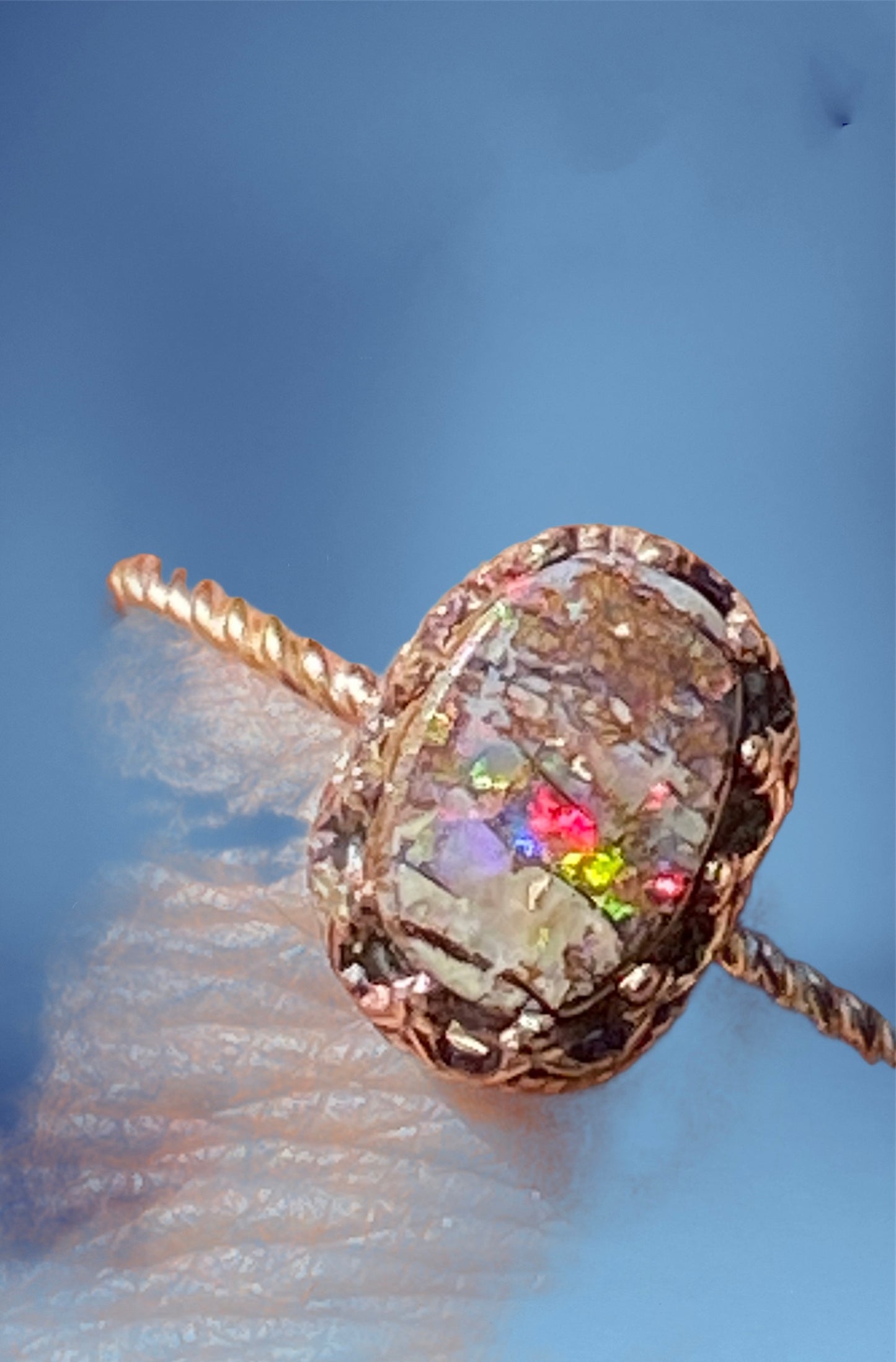 Queensland Boulder Opal Ring 14K Gold Filled Handmade Size 7.75