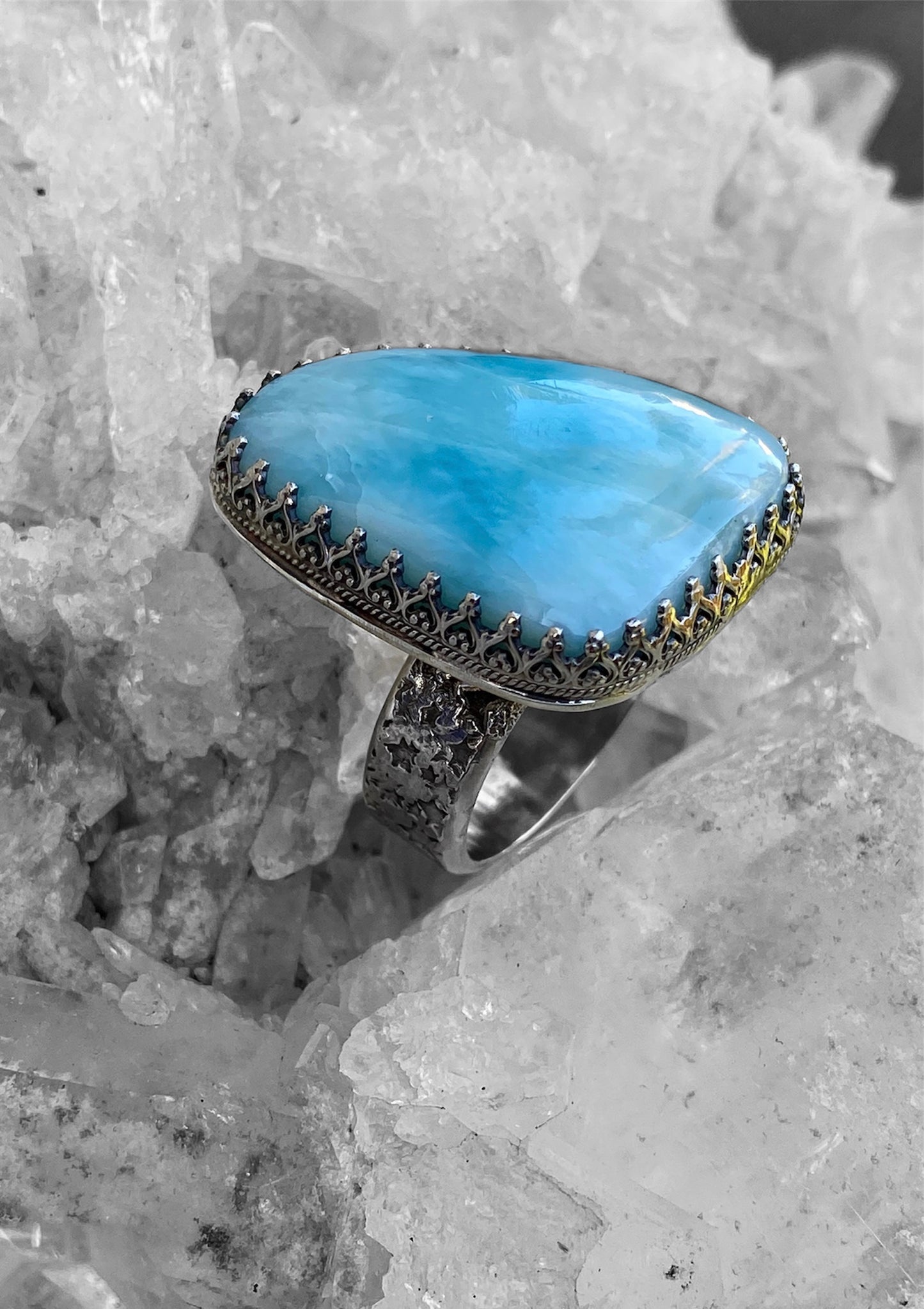 Handmade Larimar Cocktail Ring