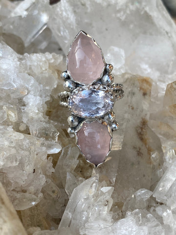 Pink Kunzite & Rose Quartz Ring