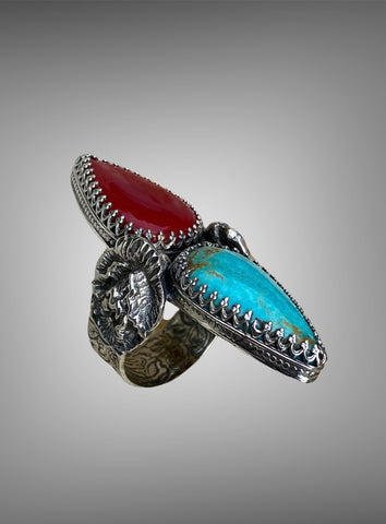 Rosarita Stone & Kingman Turquoise Ring