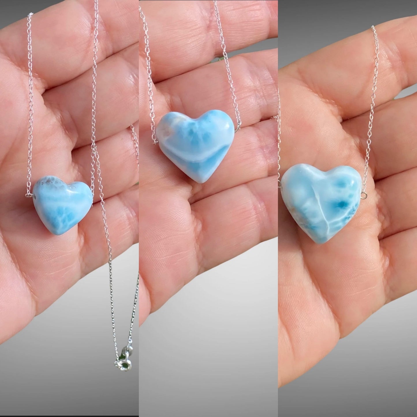Ocean Blue Larimar Heart Pendant Varieties