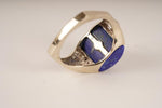 14k White Gold Lapis & Diamond Ring