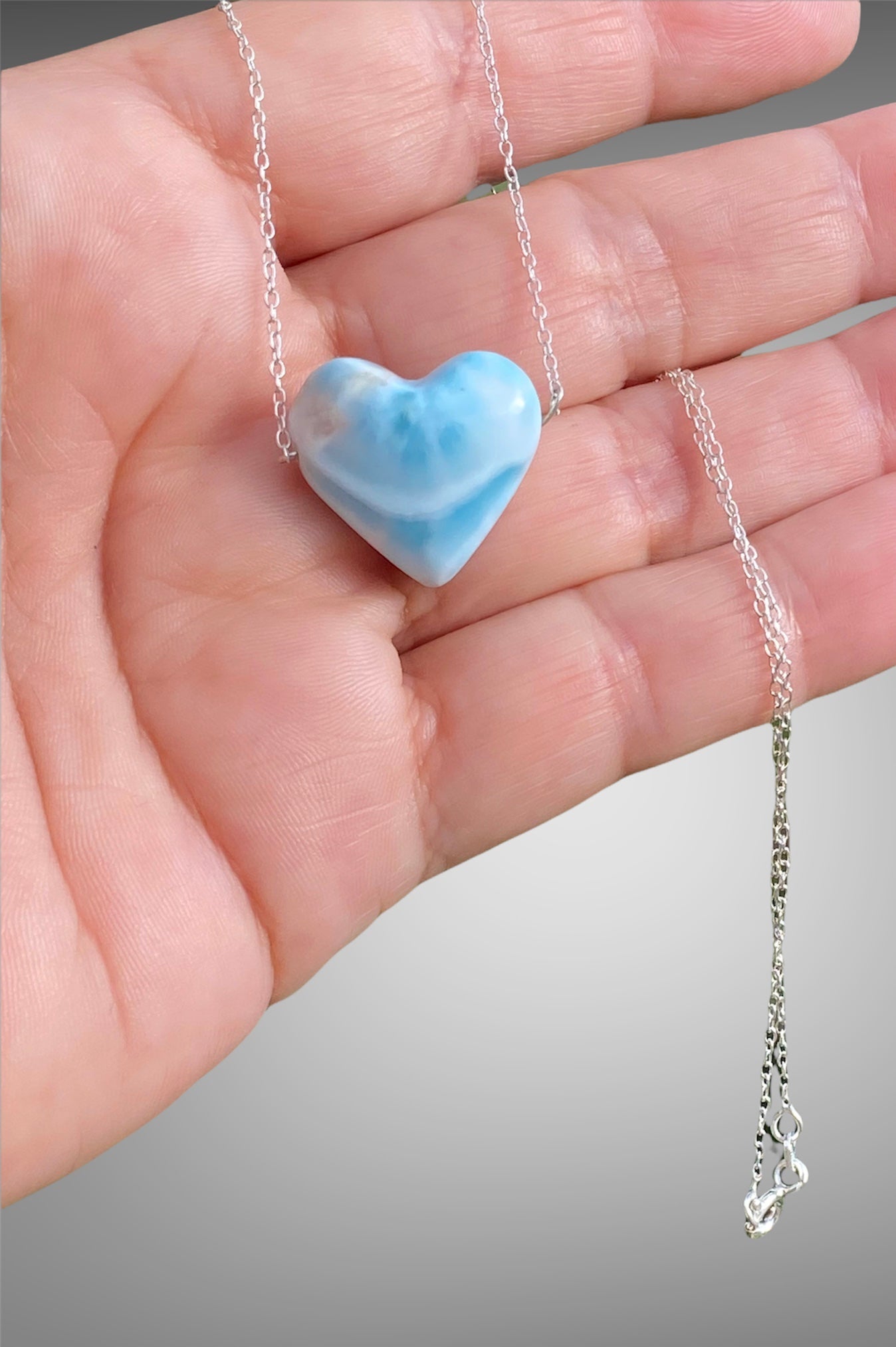 Ocean Blue Larimar Heart Pendant Varieties