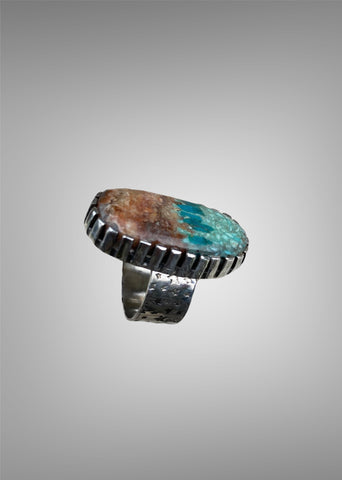 Oval Shaped Unisex Bacon Opal Ring