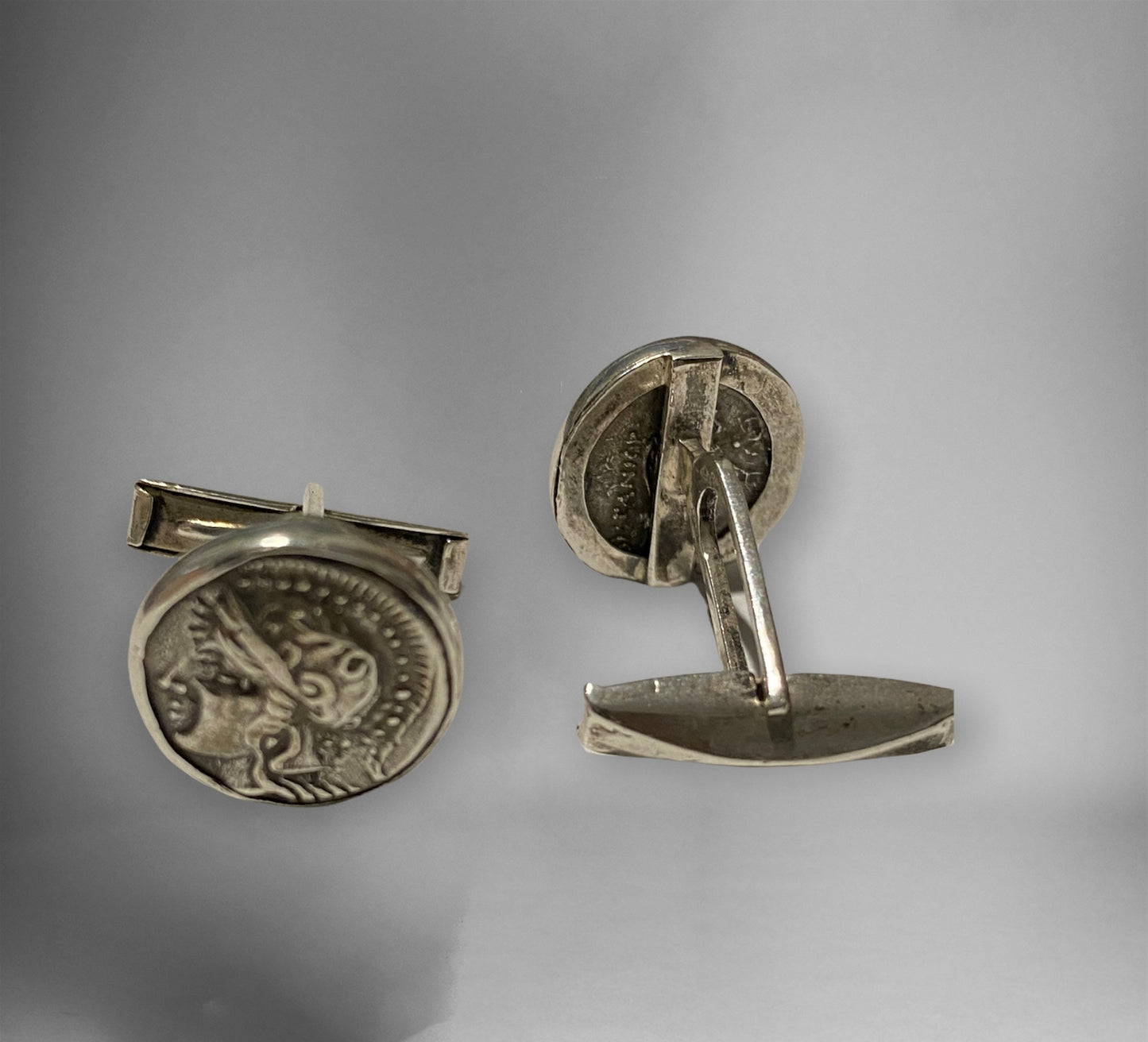 Vintage Crete Itanos Silver Coin c 320-270 AC Cufflinks