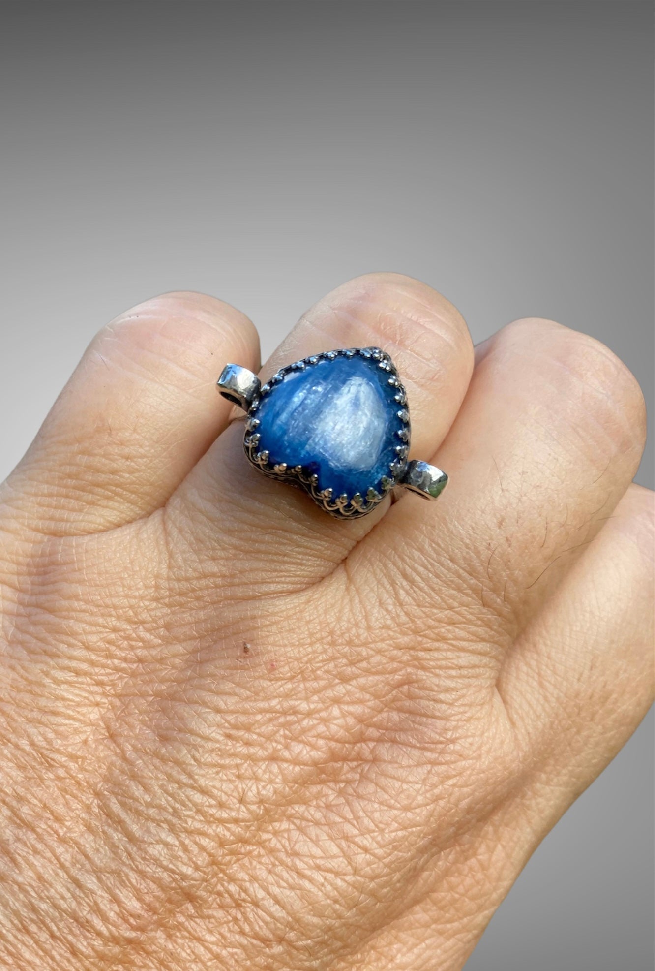 Handmade Blue Kyanite Heart Ring