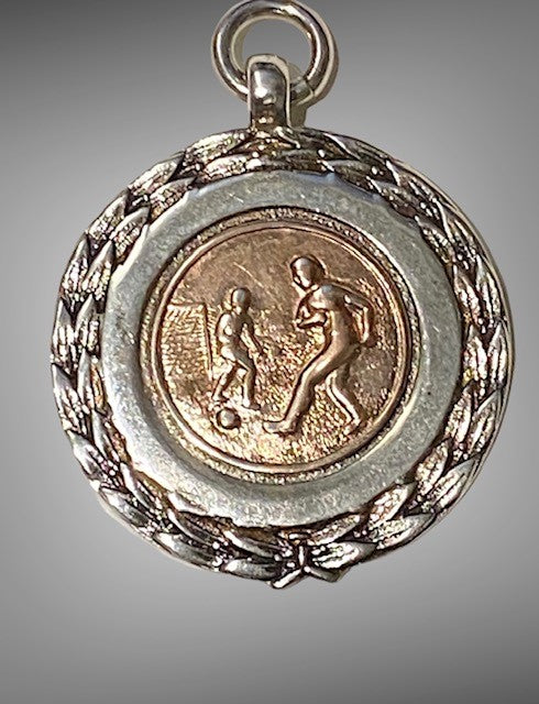 Vintage Birmingham Solid Silver Fob Football Scene c1922