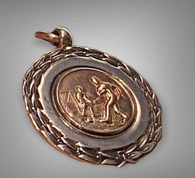Vintage Birmingham Solid Silver Fob Football Scene c1922