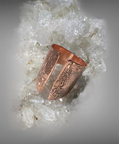 Handmade Copper Viking Textured Ring