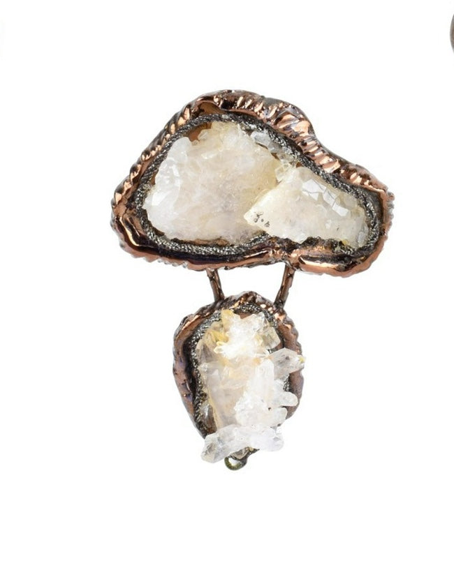 Vintage Quartz Crystal Brooch